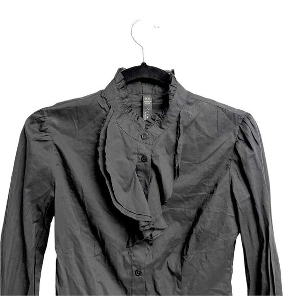 ARITZIA Community Organic Cotton Button Front Blouse Black XS - Picture 2 of 7